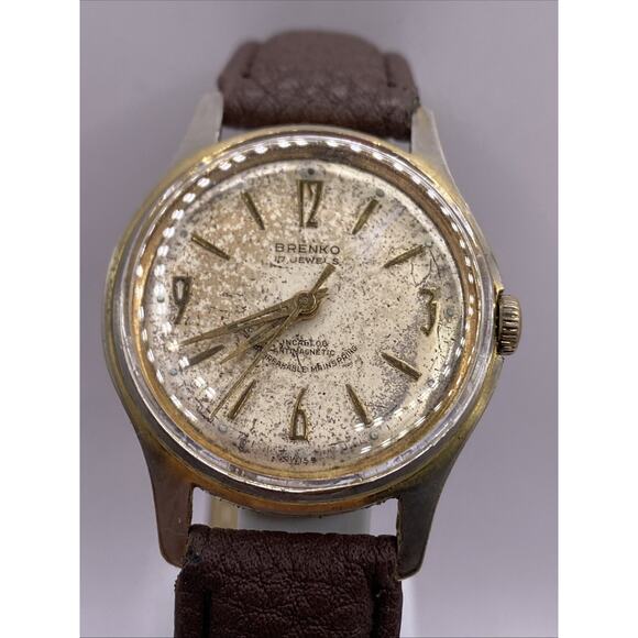 Brenko Swiss Incabloc Mens Watch 17 Jewels Gold Tone Vintage Mechanical Works! main image 6